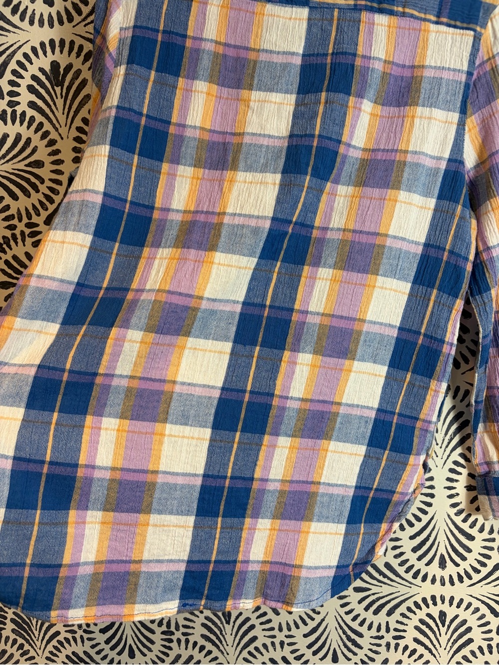 Vintage American Sweetheart Cotton Plaid Mother Of Pearl Button Shirt FLAWS - Picture 4 of 12